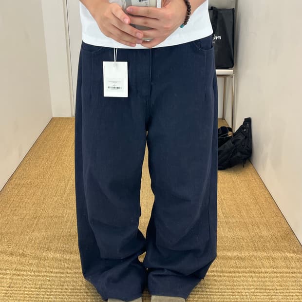 AV PLEATS DYED DENIM PANTS FADED NAVY L