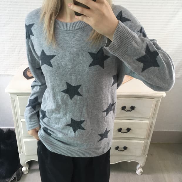 jpn vintage 그레이 스타 패턴 니트