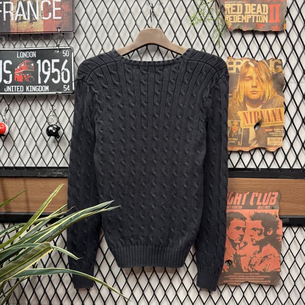 폴로 랄프포렌 케이블 니트 핑크 포니 포인트 블랙