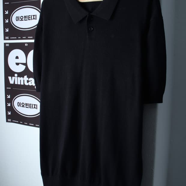 (XL-2XL) 더스트그레이 반팔 카라 티셔츠 오버핏 니트-H36864