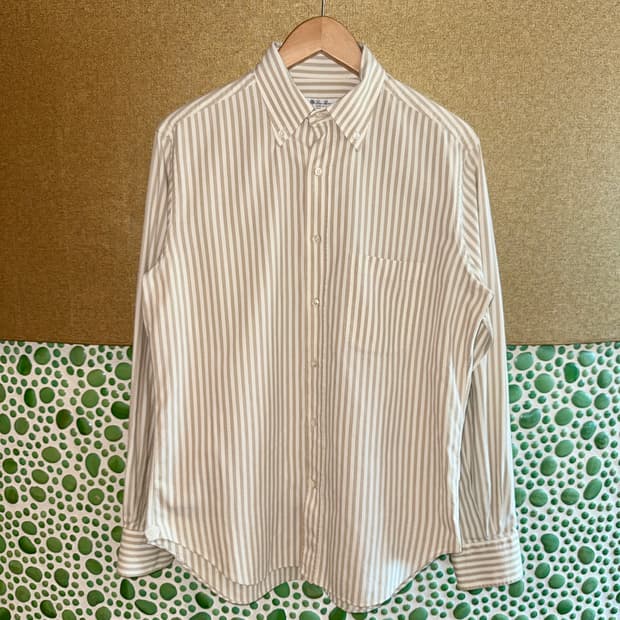 Loro Piana 코튼 카시미어 스트라이프 BD 셔츠