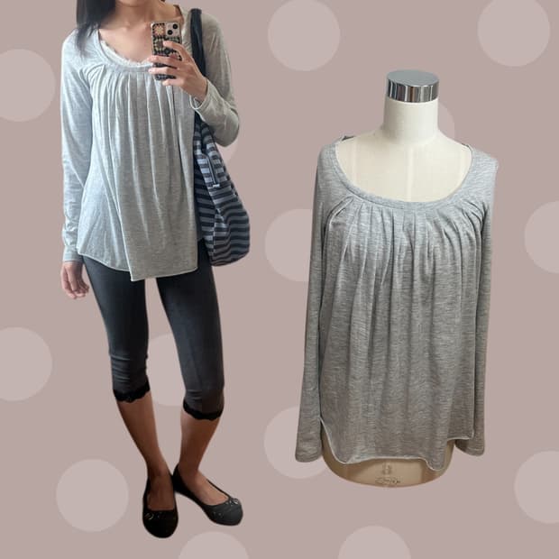 SLY 핀턱 그레이 롱 슬리브