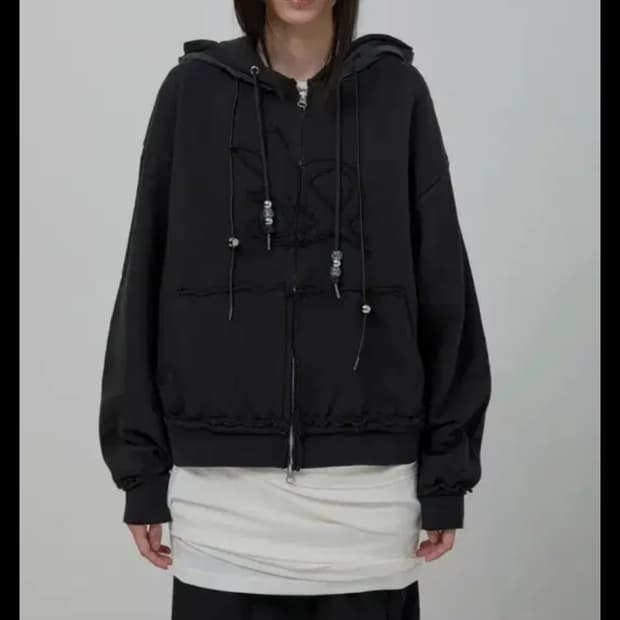 [2사이즈] 플레어업 레이어드 후드집업 (FL-150_Black)