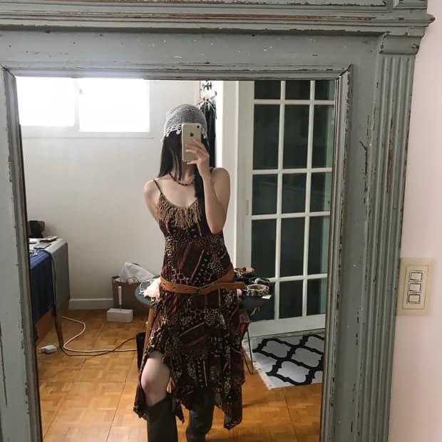 vintage fringe pattern one-piece