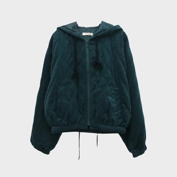 JACQUES 그린 퀼팅 후드 점퍼 61072
