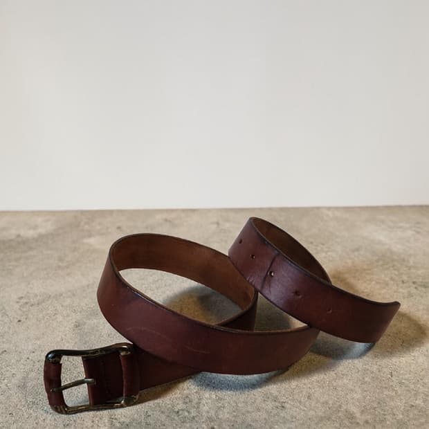 빈티지 통가죽 벨트 브라운