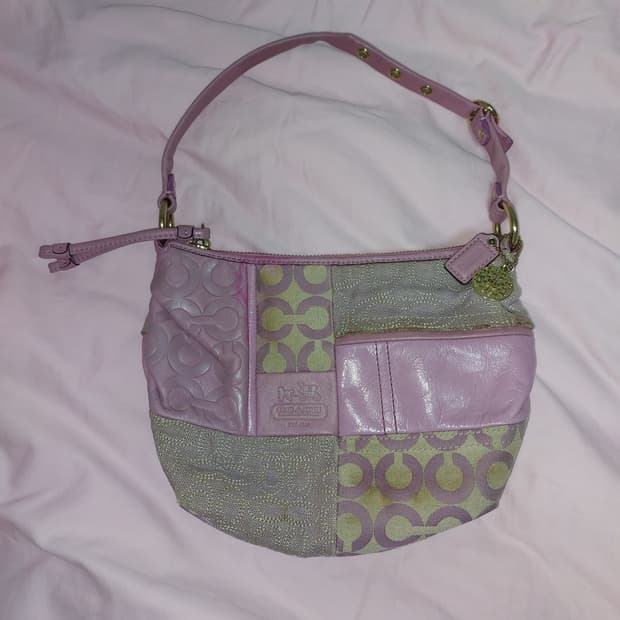 코치 빈티지 y2k 갸루 패치워크 핑크 숄더백