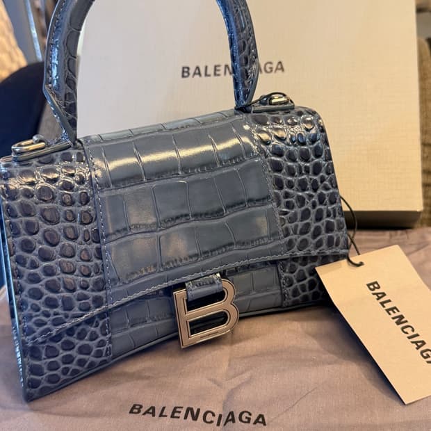 Balenciaga 샤이니 크로커 아워글래스 탑핸들백