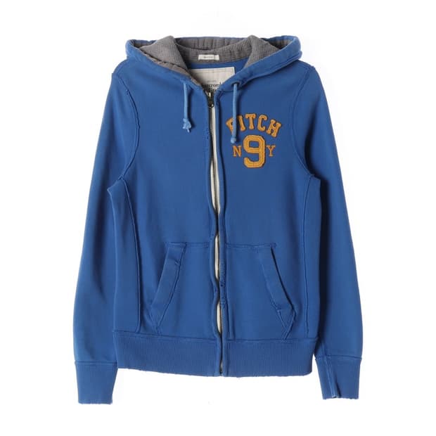 아베크롬비 앤 피치 빈티지 블루 아치 로고 후드집업 M