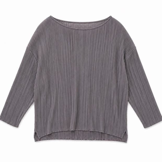 플리츠 7부 티셔츠 차콜 F