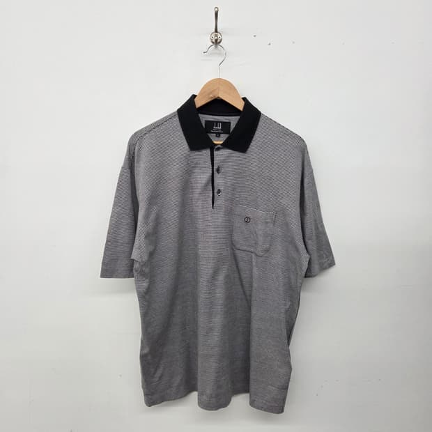 던힐 체크 패턴 반팔 카라티 폴로티 남L