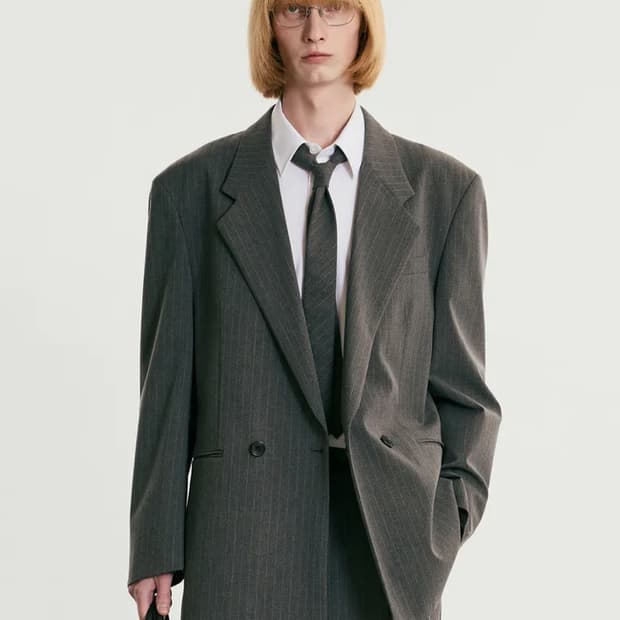 TNGT 핀스트라이프 더블 블레이저 105(새상품급)