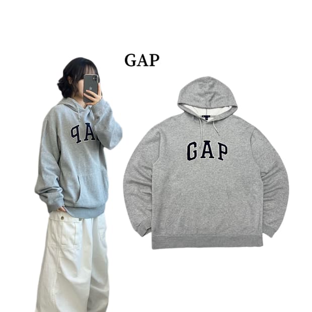 갭 Y2K 아치로고 후드티 그레이