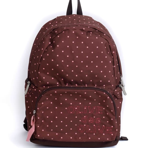 [OLIVE des OLIVE] 핑크 브라운 폴카도트 백팩