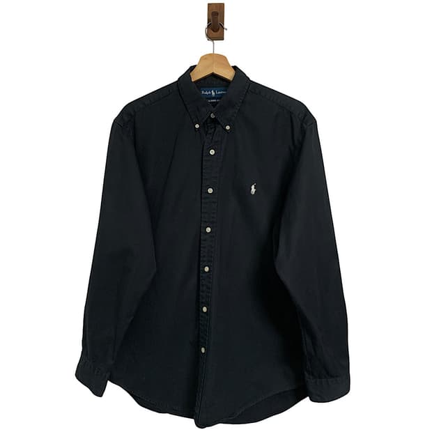 폴로 랄프로렌 블랙 솔리드 셔츠 L