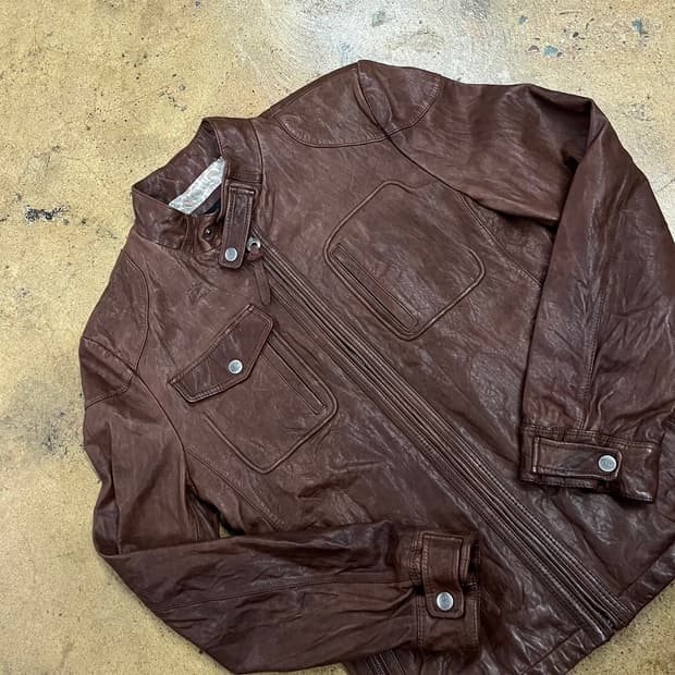 [정품/95] 시리즈 브라운 가죽 자켓 라이더 스타일 b10