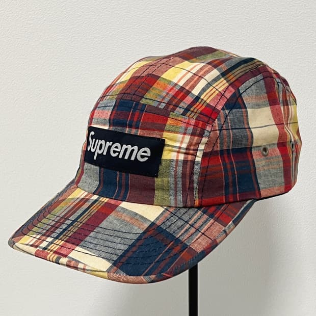 슈프림 2005 체크 패턴 5패널 캠프캡 