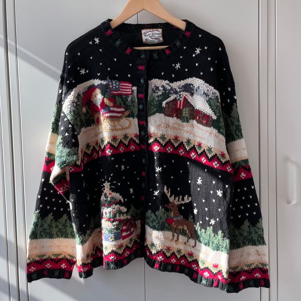 Heirloom collection 크리스마스 풍경 니트 가디건 