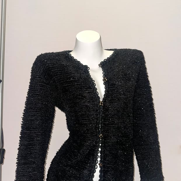 트위트 빈티지 글리터 가디건