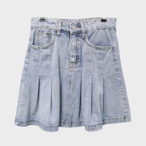 데님 핀턱 미니 스커트 63112