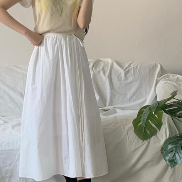 스트랩 리본 스커트