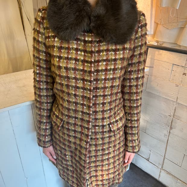 Benetton 트위드 퍼코트