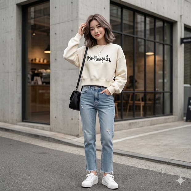 와릿이즌 마크 곤잘레스 로고 크롭 맨투맨