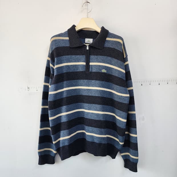 라코스테 스트라이프 집업 니트