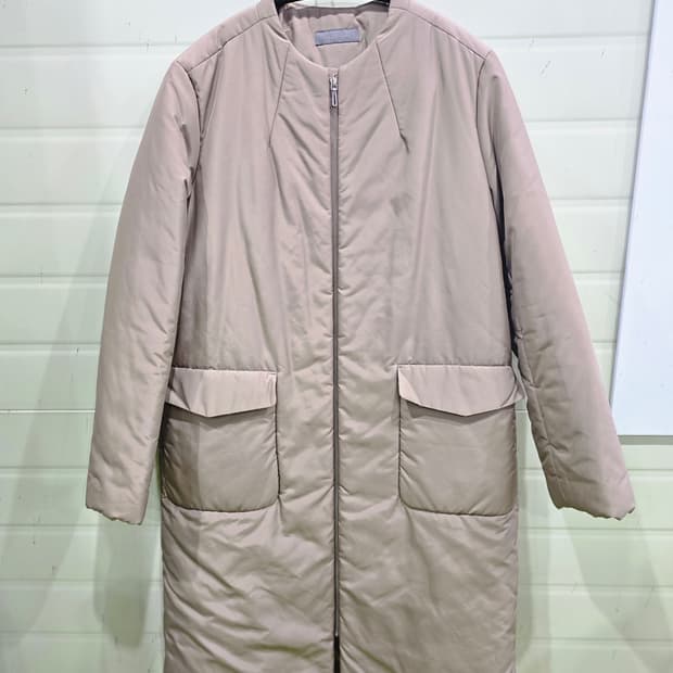 베이지 여성 롱 누빔 패딩 코트 Free