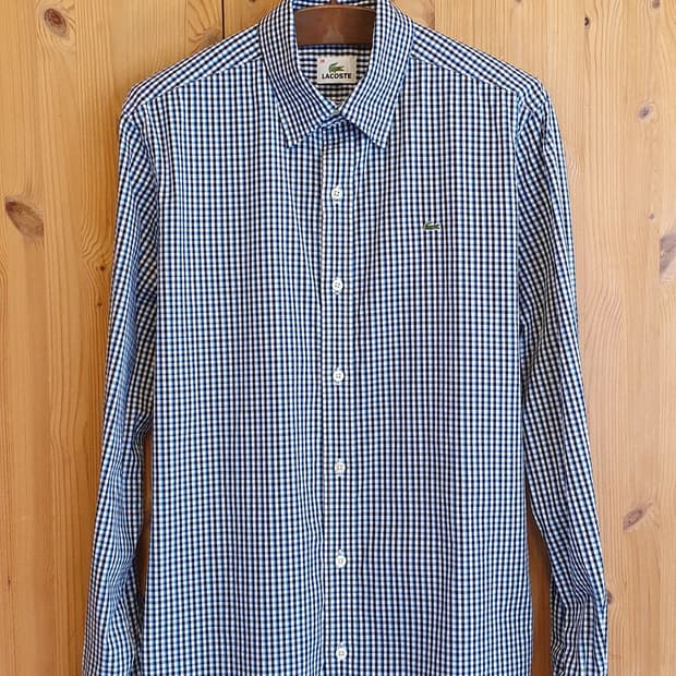 95.라코스테 체크 스판셔츠 