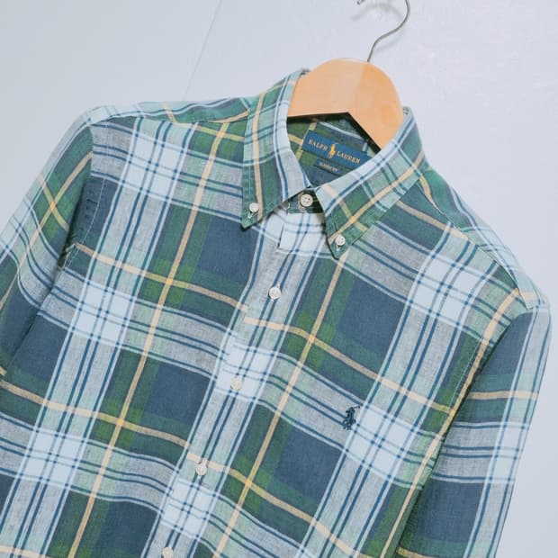 남성 QR 폴로 랄프로렌 POLO 린넨 마 긴팔 남방 셔츠
