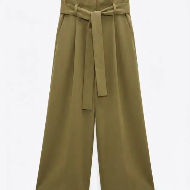 COS 카키 와이드 벨트 팬츠 EUR 38