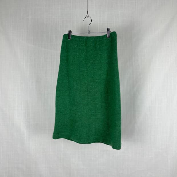 Vintage 울 혼방 연두색 니트 스커트 