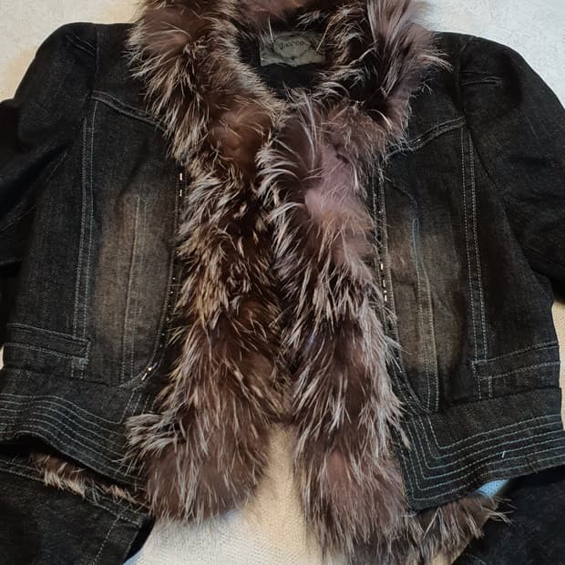 [갸루] 데님 퍼 자켓 조끼