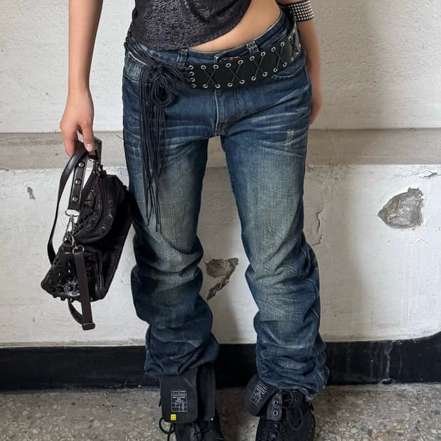 Basic washed denim pants