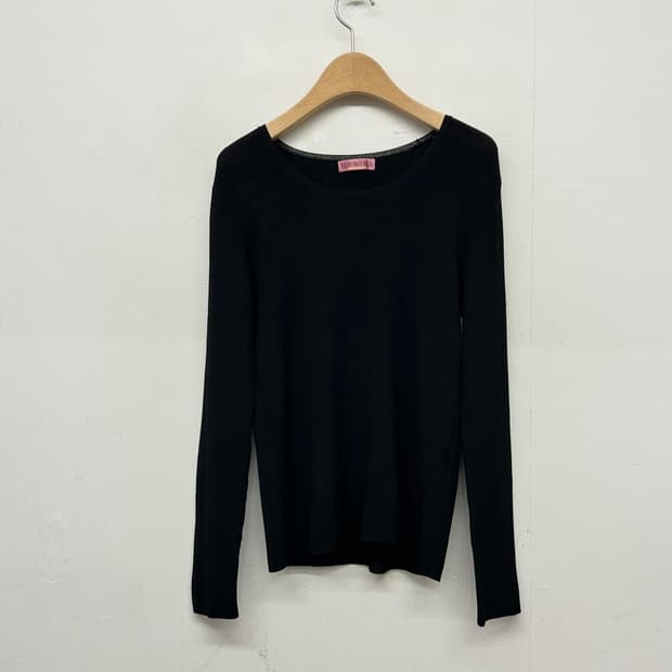 HIROKO BIS 블랙 레이온 긴팔 니트