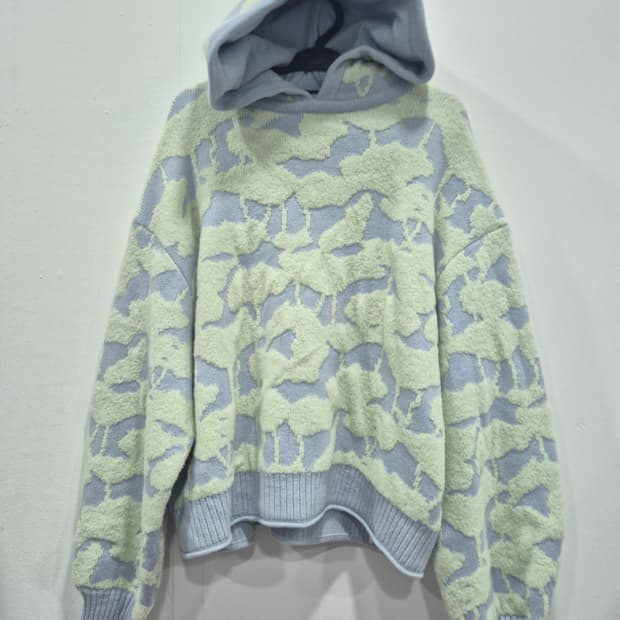 한섬 랑방 플라워 패턴 후드 니트 여성 88사이즈