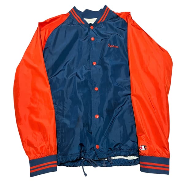 슈프림 X 챔피온 나일론 스몰 로고 바시티 코치 자켓
