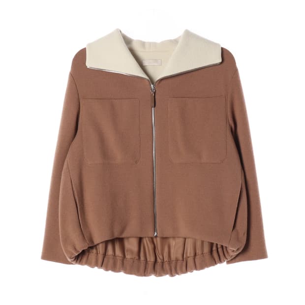 르베이지 24FW 와이드 카라 집업 울 100% 니트 점퍼 재킷