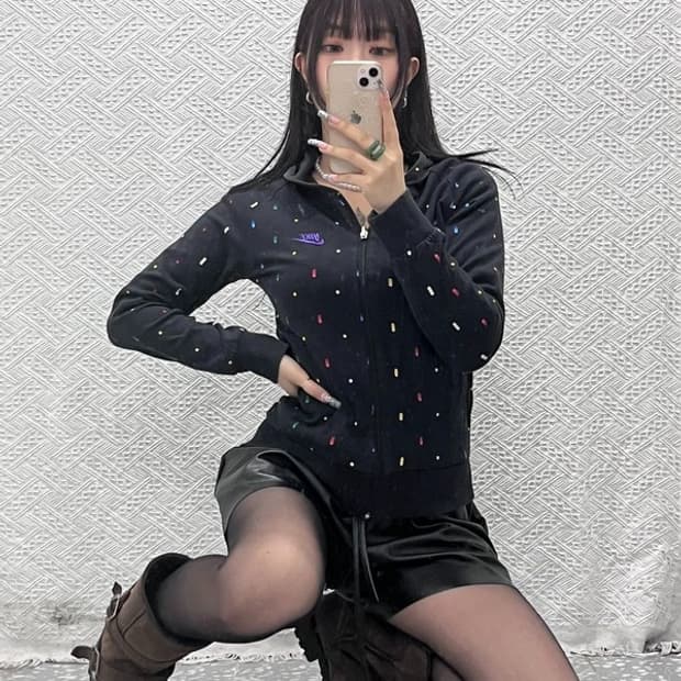 나이키 Y2K 레인보우 도트 리버시블 슬림핏 후드집업 M C12832