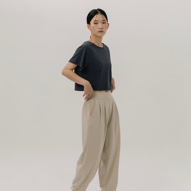 소함소함 레글런 크롭 티셔츠 차콜 M
