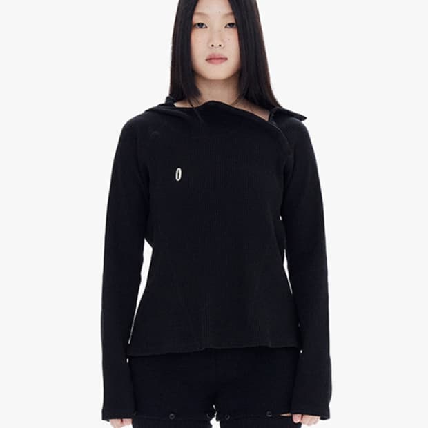 할로미늄 슬림 와플 후디 블랙