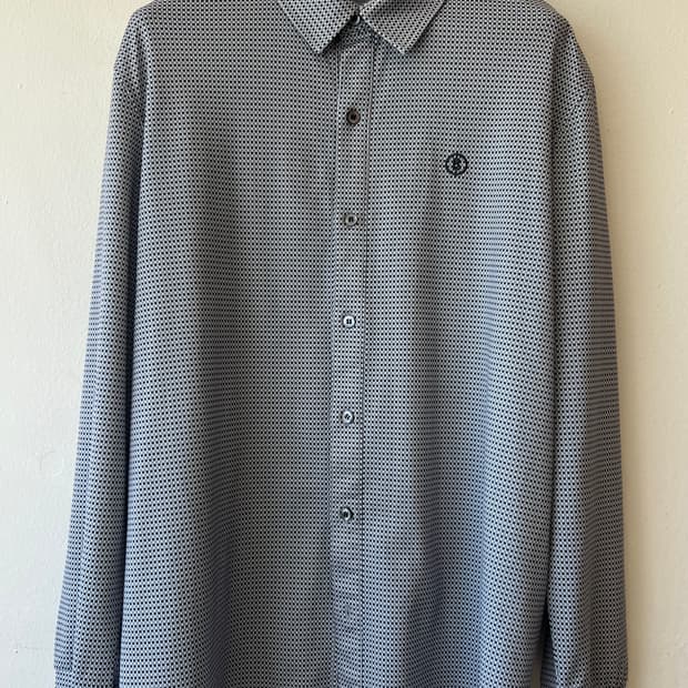 보그너 남성 그레이체크 기능성 긴팔 골프셔츠
