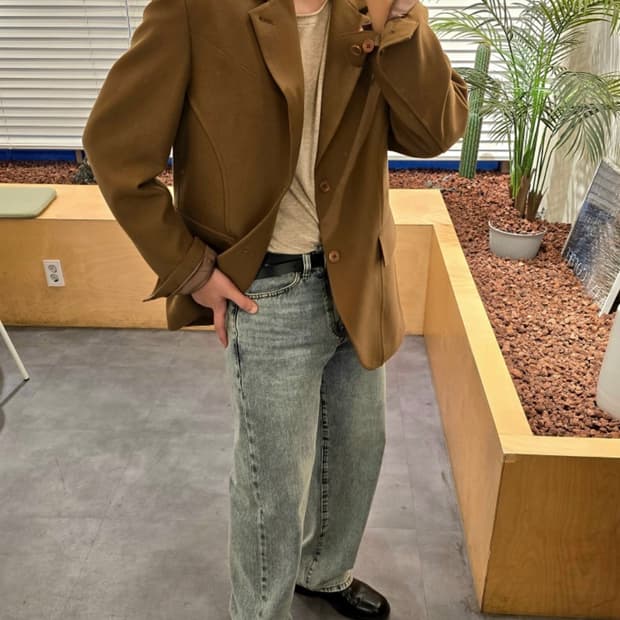 인사일런스 커브드 라인 울 블레이저 M