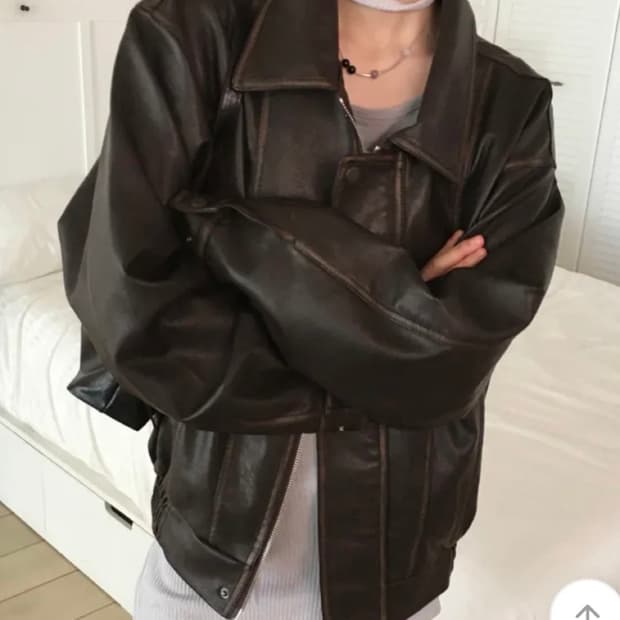 새거)빈티지 워싱 절개 레더자켓 미스치프 보헤미안서울 코이세이오 마뗑킴