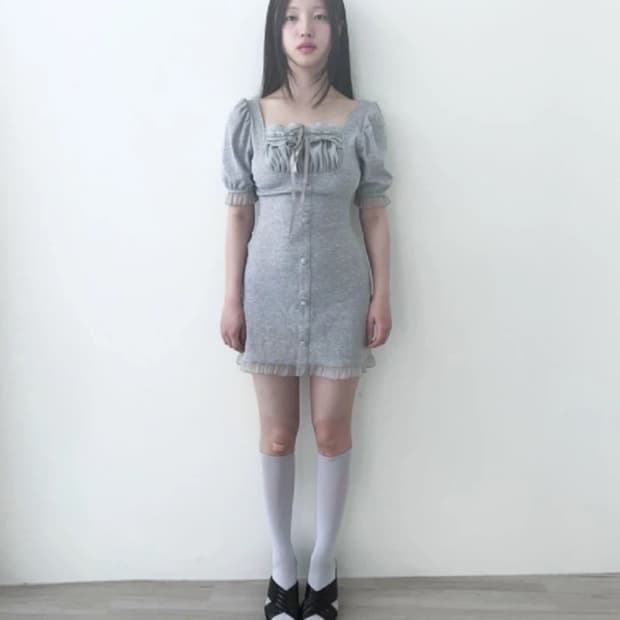 흐프이 레이스 퍼프 미니 원피스