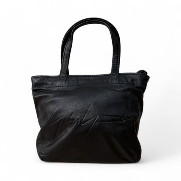 요지 야마모토 디스코드 디보싱 가죽 핸드백