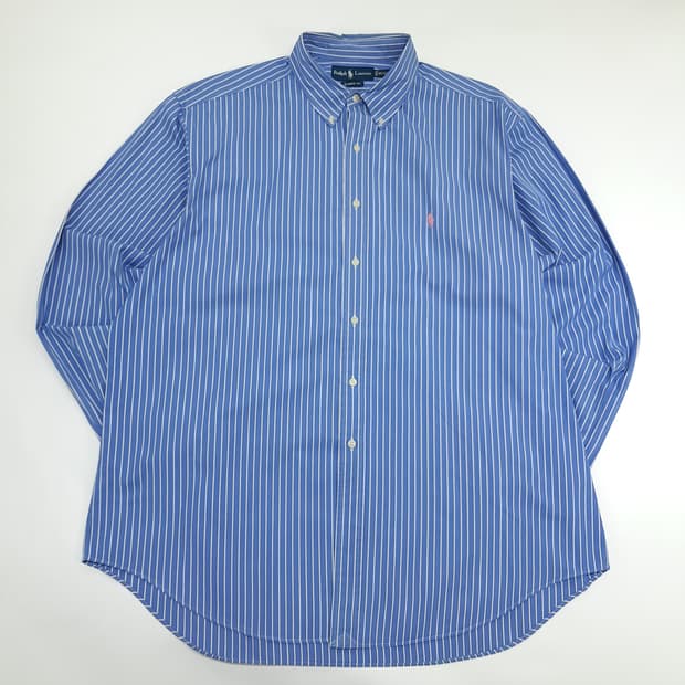 CN478 2XL 폴로 랄프로렌 블루 스트라이프 긴팔 셔츠 남방