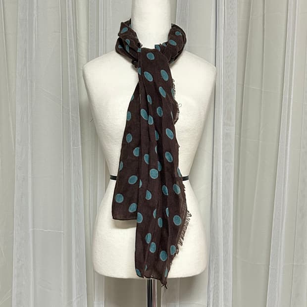 초희귀 민트초코브라운 도트 스카프 머플러 니혼진 너드 모리