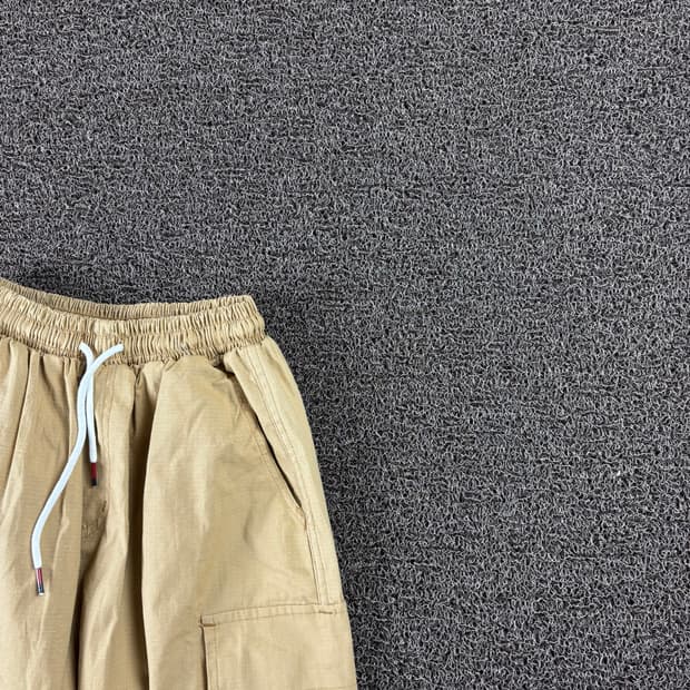 빈티지 베이지 카고 스트링 트랙 팬츠